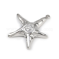 304ステンレスペンダント  ヒトデチャーム  ステンレス鋼色  28.5x27.5x4.5mm  穴：1.8mm&nbsp;STAS-B092-05C-P