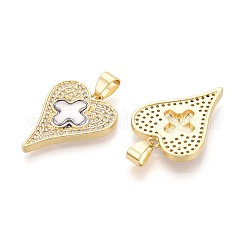 Valentine's Day Brass Micro Pave Clear Cubic Zirconia Pendants&nbsp;KK-T080-35G-02