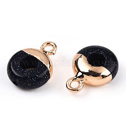 Synthetic Blue Goldstone Flat Round/Donut Charms&nbsp;G-I347-04