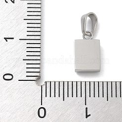イオンプレーティング（IP）304ステンレススチールマイクロパヴェキュービックジルコニアペンダント  長方形  10x6x2.5mm  穴：4.5mm&nbsp;STAS-Z107-02P-07