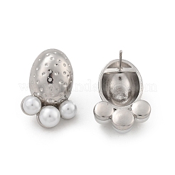 Brass Oval Stud Earrings&nbsp;EJEW-R016-07P