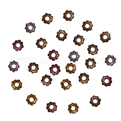 チベット風合金スペーサービーズ  カドミウムフリー＆ニッケルフリー＆鉛フリー  ロンデル  ミックスカラー  5x3mm  穴：2mm  4色  30個/カラー  120個/箱&nbsp;TIBEB-CJ0001-09-NR