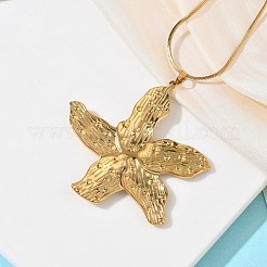 Ocean 304 Stainless Steel Textured Starfish Pendant Necklaces for Women&nbsp;NJEW-K307-02G