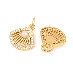 Brass Micro Pave Clear Cubic Zirconia Charms&nbsp;ZIRC-F148-13A-G