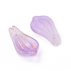 ガラスチャーム  金箔  艶消し  染め＆加熱  花びら  ライラック  19x10x3mm  穴：1mm&nbsp;EGLA-L024-A05