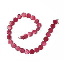 スプレー塗装天然淡水シェルビーズ連売り  フラットラウンド  レッド  12.5x3mm  穴：1mm  約32個/連  15.63インチ（39.7cm）&nbsp;SHEL-C003-05B