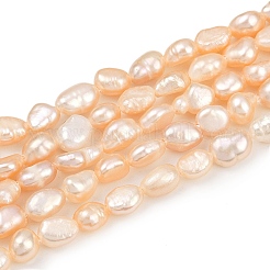 天然養殖淡水パールビーズ連売り  研磨両側  グレード4 A  桃パフ  4~5mm  穴：0.6mm  約57個/連  13.54~13.90''（34.4~35.3センチメートル）&nbsp;PEAR-P064-20G-03D
