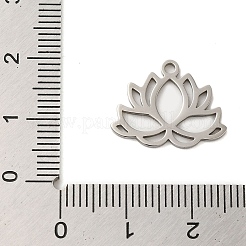 変色しない304ステンレススチールチャーム  レーザー切断  ステンレス鋼色  蓮  14x18x1mm  穴：1mm&nbsp;STAS-S123-01P-05