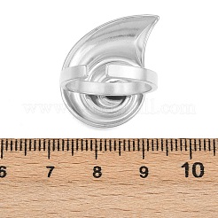 女性用調節可能な304ステンレススチールカフリング  巻貝状の  ステンレス鋼色  27x18.5mm  usサイズ6 1/2(16.9mm)&nbsp;RJEW-B135-03P