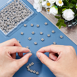100 個のチベットスタイル亜鉛合金ビーズ  クローバー  アンティークシルバー  8x8x4mm  穴：1.9mm&nbsp;TIBEB-DC0001-13
