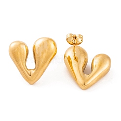 Ion Plating(IP) Heart 304 Stainless Steel Stud Earrings for Women&nbsp;EJEW-L272-033G-04