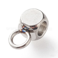変色しにくい304ステンレススチールチューブベイル  ループベイル  キューブベイルビーズ  ステンレス鋼色  6x3x3mm  穴：1.6mm&nbsp;STAS-K202-01D-P