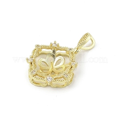 Brass Micro Pave Clear Cubic Zirconia European Dangle Charms Bails&nbsp;KK-K297-58G