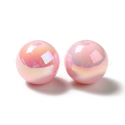 UVメッキレインボー虹色アクリルビーズ  ラウンド  ピンク  15~15.5x15.5~16mm  穴：2.7mm&nbsp;X-PACR-D070-01D