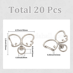 20個の合金スイベルクラスプ  蝶  プラチナ  33x40x6.5mm  穴：9x5mm&nbsp;FIND-SC0017-28P