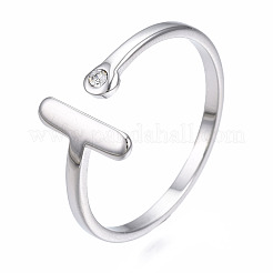 変色しない304ステンレススチール製バーオープンカフリング（女性用）  ステンレス鋼色  usサイズ7 1/4(17.5mm)&nbsp;RJEW-T023-93P