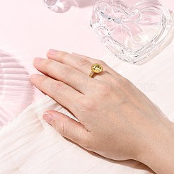 Round Brass Micro Pave Clear Cubic Zirconia Adjustable Ring Settings&nbsp;KK-D378-35G