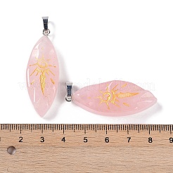 Natural Rose Quartz Gold Sun Pattern Pendants&nbsp;G-L524-14P-03