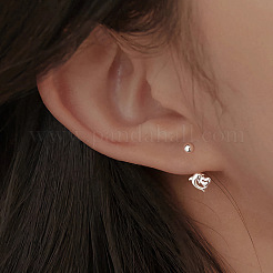 S999 ファインシルバースタッドピアス  イルカ  銀  6x6mm&nbsp;EJEW-A127-02S