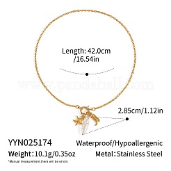 オーシャン304ステンレススチール製ブーツ型ヒトデペンダントネックレス（イミテーションパール付き）  ホワイト  18KGP本金メッキ  16.54インチ（42cm）&nbsp;NO1573