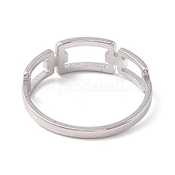 変色しない304ステンレススチール製トリプル長方形中空指輪女性用  ステンレス鋼色  内径：17mm&nbsp;RJEW-B035-02P