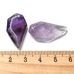 天然石アメジストペンダント  ファセットカットのハーフハートチャーム  27x14x5.5mm  穴：1.5mm&nbsp;G-G052-A01