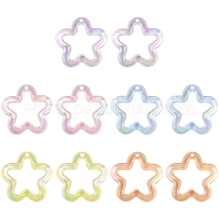 20個透明アクリルパーツ  スターのチャーム  緑黄  30x30.5x5mm  穴：1.8mm&nbsp;MACR-YW0004-18A