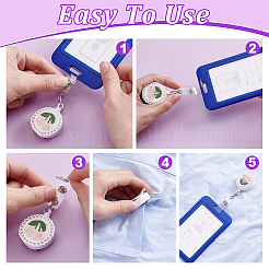 5Pcs Flat Round with Flower Cloth Embroidery Badge Holder&nbsp;HJEW-FH00300