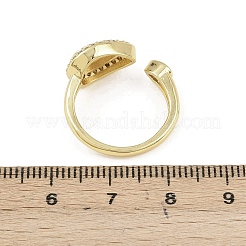 Brass Micro Pave Cubic Zirconia Open Cuff Rings for Women&nbsp;LS-RJEW-K308-03A-G