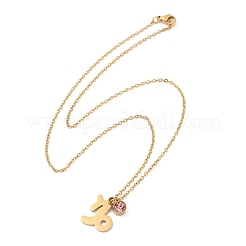 304 Stainless Steel Glass Drill Birth Stone Constellation Pendant Necklaces&nbsp;LS-STAS-D305-08G-J