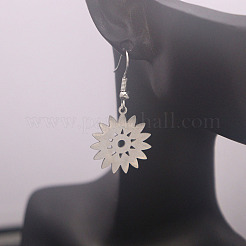女性用304ステンレススチールダングルイヤリング  花  ステンレス鋼色  40x20mm&nbsp;WGD83C1-01