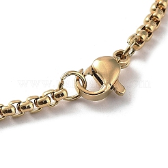 Crystal Rhinestone Flat Round with Hexgon Pendant Necklace with 201 Stainless Steel Box Chains&nbsp;NJEW-K253-11G