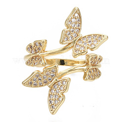 Brass Micro Pave Cubic Zirconia Cuff Rings&nbsp;RJEW-S044-074-NF