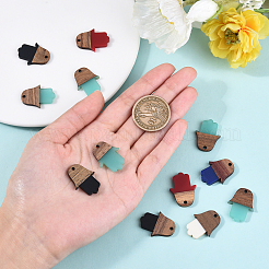 20本5色レジン＆ウォールナットウッドペンダント  ハムサの手/ミリアムの手  ミックスカラー  25x18.5x3mm  穴：2mm  4個/カラー&nbsp;RESI-CJ0001-197