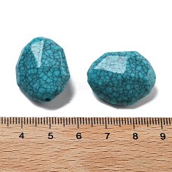 アクリルビーズ  模造合成ターコイズ  多面カット  オーバル  ダークターコイズ  25x20x10mm  穴：1.8mm  196個/ 500g&nbsp;OACR-Q016-14A