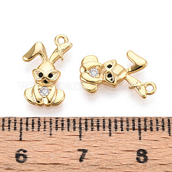 真鍮製マイクロパヴェキュービックジルコニアチャーム  兎  18KGP本金メッキ  13.5x8.5x2mm  穴：1mm&nbsp;KK-N263-64G