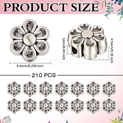 6スターンドチベットスタイルの花の合金ビーズ連売り  アンティークシルバー  6.5x4.5mm  穴：1mm  約35個/連  8インチ&nbsp;TIBEB-ME0001-12-NR