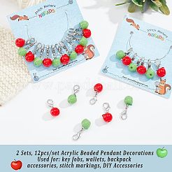 12Pcs Resin Apple Pendant Decorations&nbsp;HJEW-PH01526