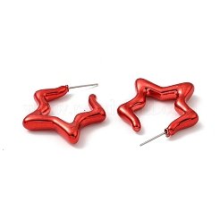 スターアクリルスタッドピアス  316サージカルステンレススチールピン付きハーフフープピアス  ミックスカラー  29.5x5mm&nbsp;EJEW-P251-27