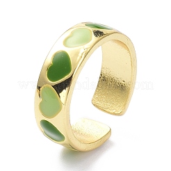 Heart Pattern Alloy Enamel Cuff Rings&nbsp;RJEW-Z008-16LG-E