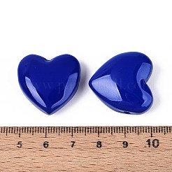 染色・加熱された模造翡翠ガラスビーズ  ハート  ミディアムブルー  24x24.5x9~9.5mm  穴：1.6mm&nbsp;GLAA-T023-44J
