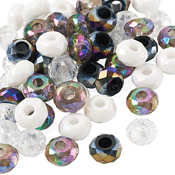 60 個 4 色のアクリルヨーロッパビーズ  ロンデル  大穴ビーズ  多面カット  ミックスカラー  13~14x7.5~8mm  穴：4.7~6mm  15個/カラー&nbsp;SACR-TA0001-80