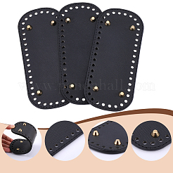 楕円形のPUレザーDIYハンドバッグ底3個  2個 2スタイル アルミかぎ針フック  ブラック  180x80mm&nbsp;DIY-CL0002-33B