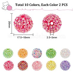 20Pcs 10 Colors AB Color Plated Acrylic Rhinestone Beads&nbsp;OACR-PH0004-01