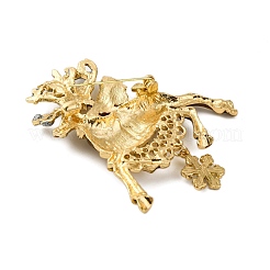 Deer Alloy Rhinestone Brooches&nbsp;JEWB-I034-34G