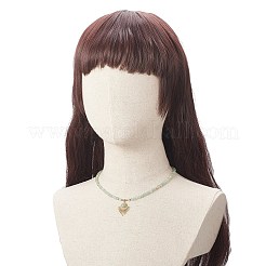 天然石インドヒスイアベンチュリンビーズネックレス  304ステンレススチール製ファンペンダントネックレス、ロブスタークロウクラスプとチェーンエクステンダー付き、女性用  16-3/4インチ（42.5cm）&nbsp;NJEW-JN04226-01