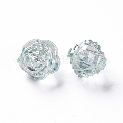 透明なアクリルビーズ  ABカラー  花  ターコイズ  11.5x11.5mm  穴：1.8mm&nbsp;X-TACR-S154-33C-754