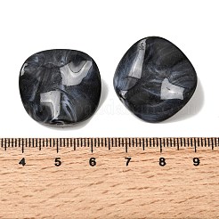 不透明アクリル天然石風ビーズ  ツイストフラットラウンドツートン  ブラック  24~25x24~25x5mm  穴：1.8mm  約263個/500g&nbsp;OACR-G061-01B