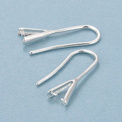 ラックメッキ環境にやさしい真鍮のピアスフック  アイスピックピンチベイル付き  鉛フリー＆カドミウムフリー  925銀メッキ  21x2.5mm  24ゲージ  ピン：0.5mmと1mm&nbsp;LS-KK-D075-14S-RS