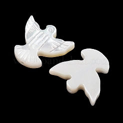 天然の白い貝殻の彫刻ビーズ  ピジョン  ホワイト  12x13x3mm  穴：0.9mm&nbsp;SSHEL-I026-29